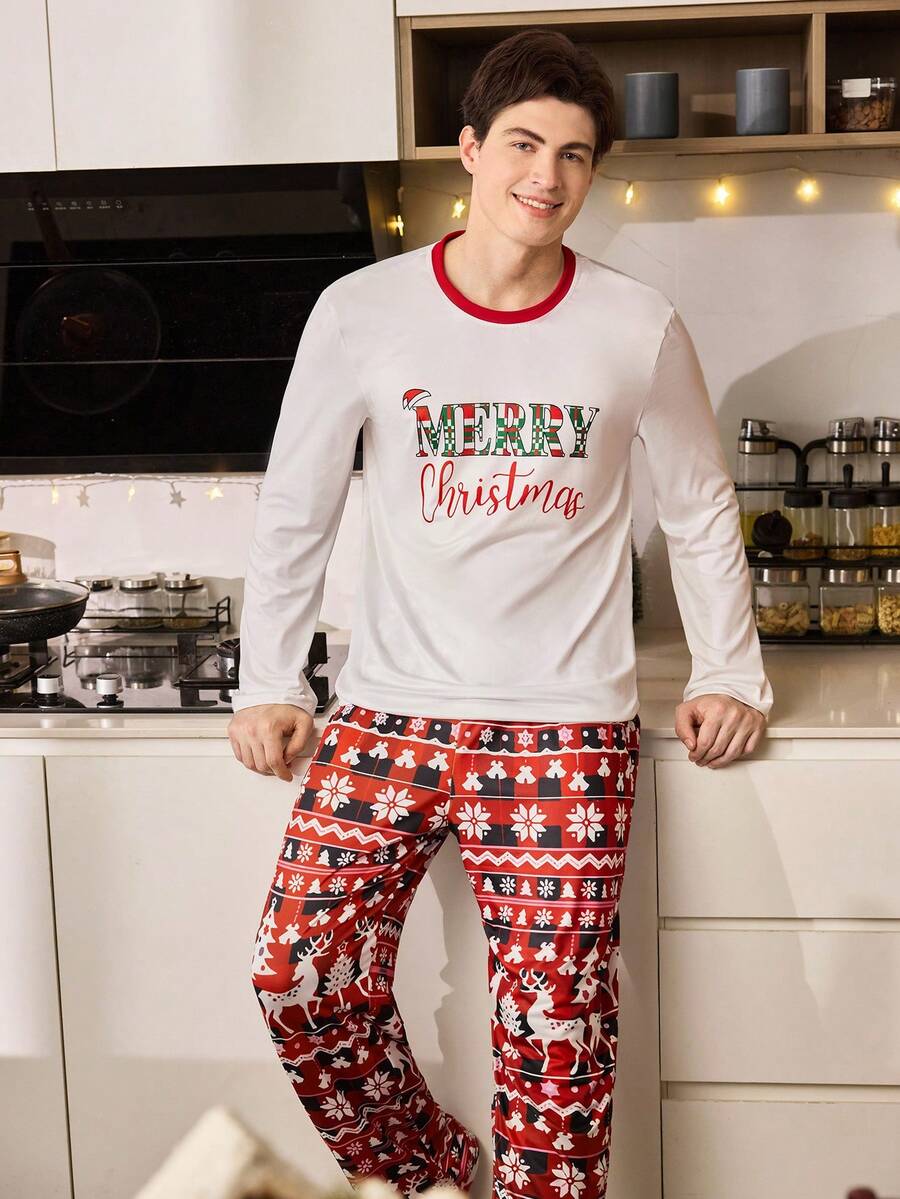 Nordic Reindeer Print Christmas Pajama Set for Couples