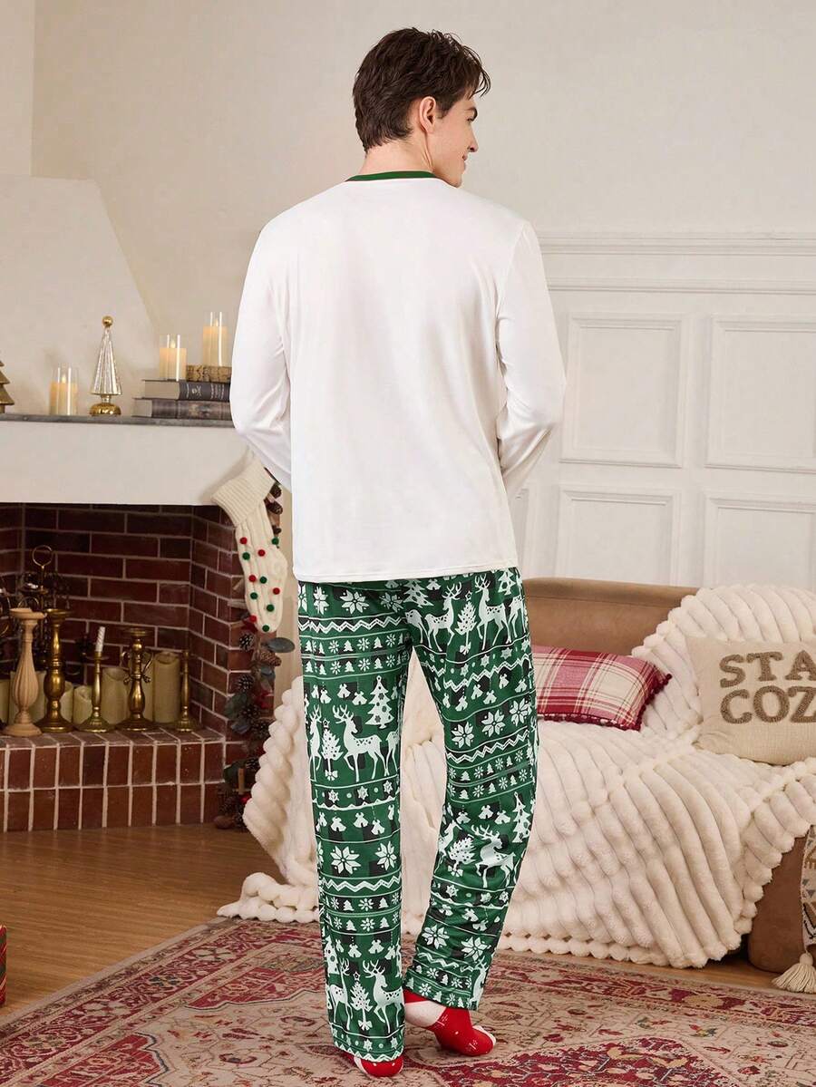 Nordic Reindeer Print Christmas Pajama Set for Couples