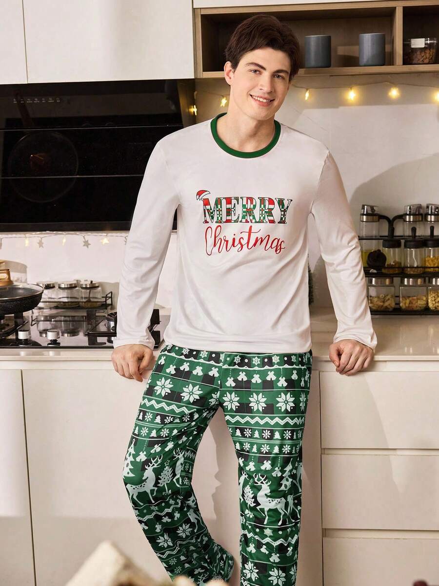Nordic Reindeer Print Christmas Pajama Set for Couples