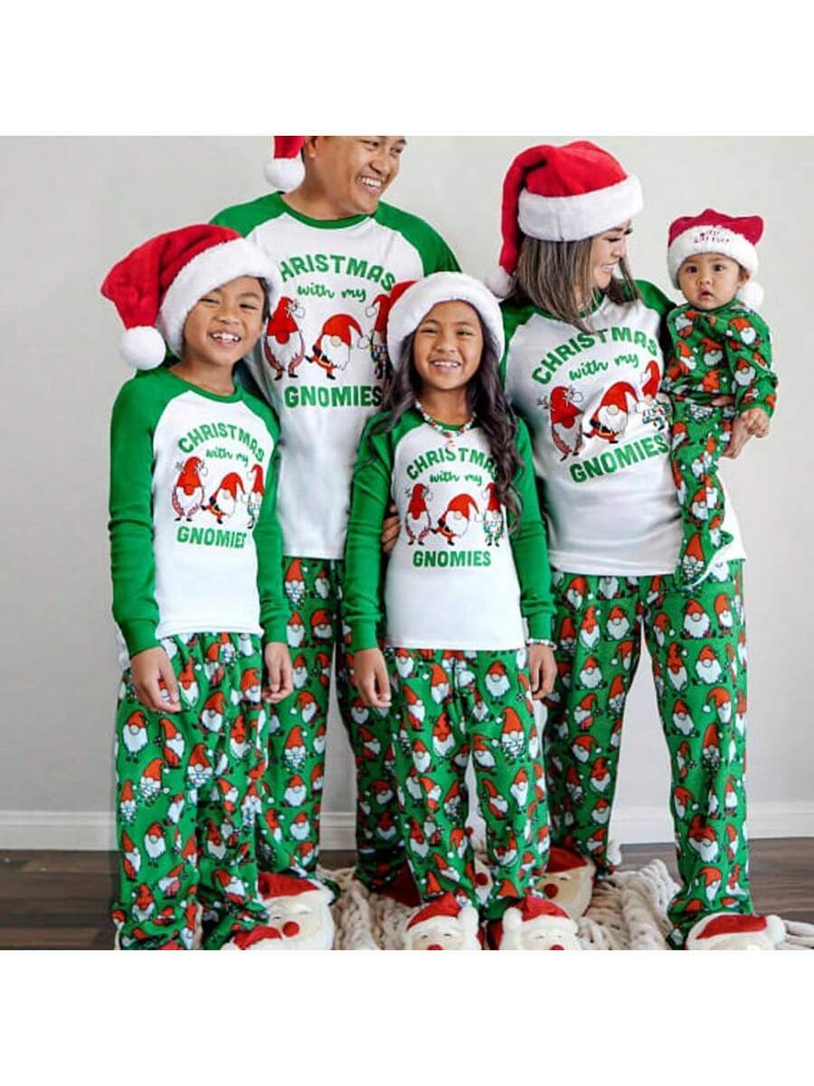 Santa & Snowman Black Print Family Matching Pajama Set