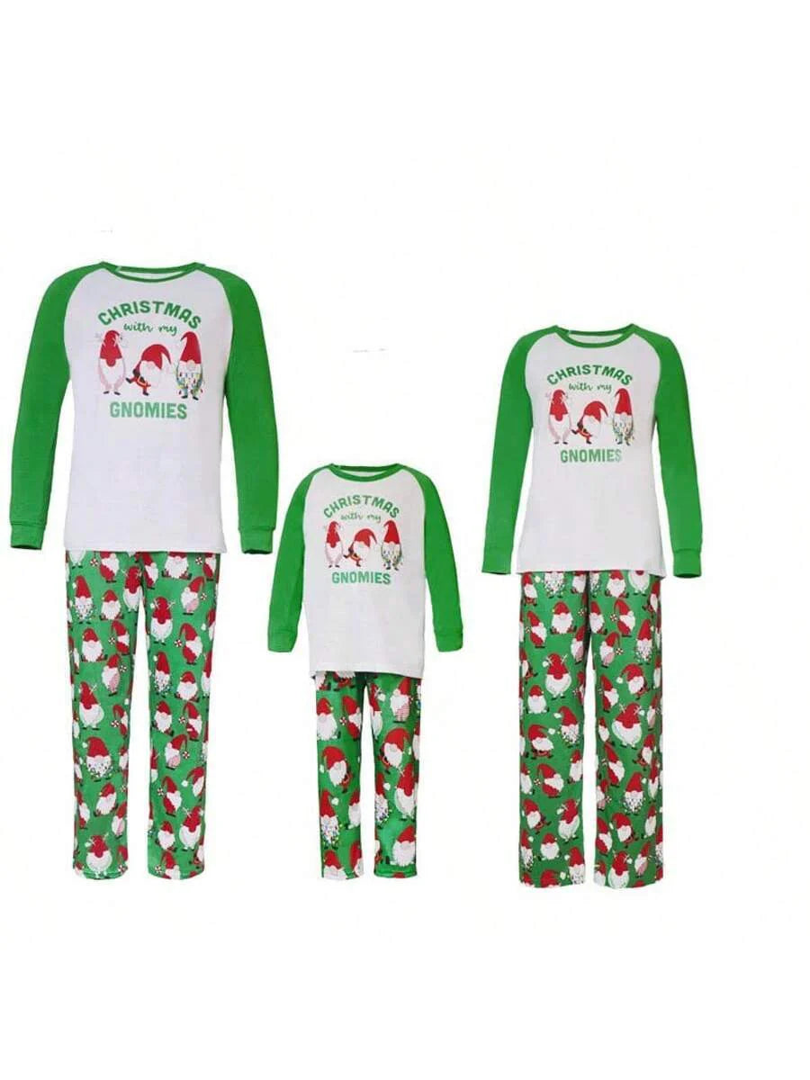 Santa & Snowman Black Print Family Matching Pajama Set