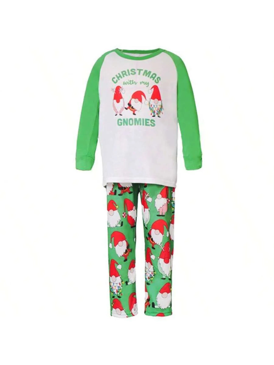 Santa & Snowman Black Print Family Matching Pajama Set