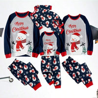Santa & Snowman Black Print Family Matching Pajama Set