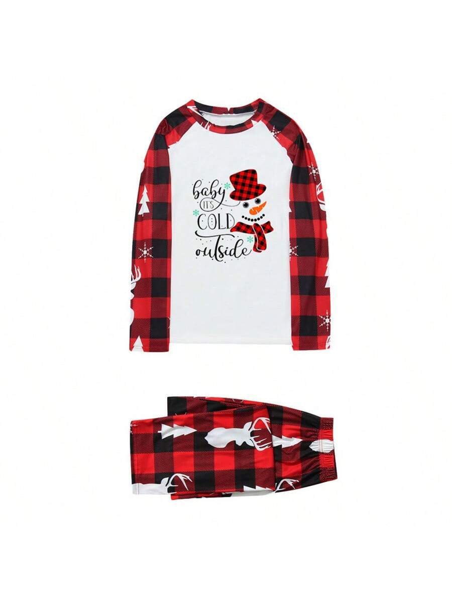Santa & Snowman Black Print Family Matching Pajama Set