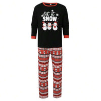 Santa & Snowman Black Print Family Matching Pajama Set