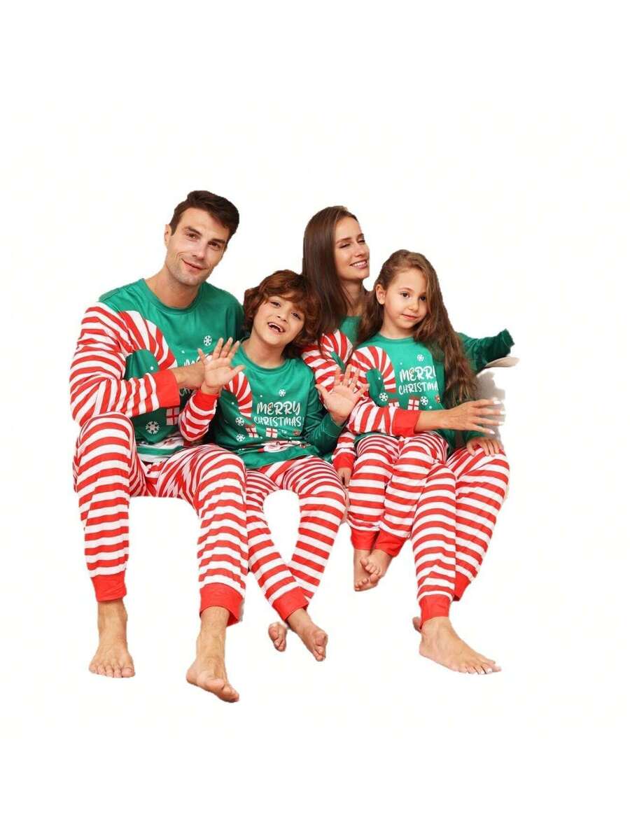 Santa & Snowman Black Print Family Matching Pajama Set