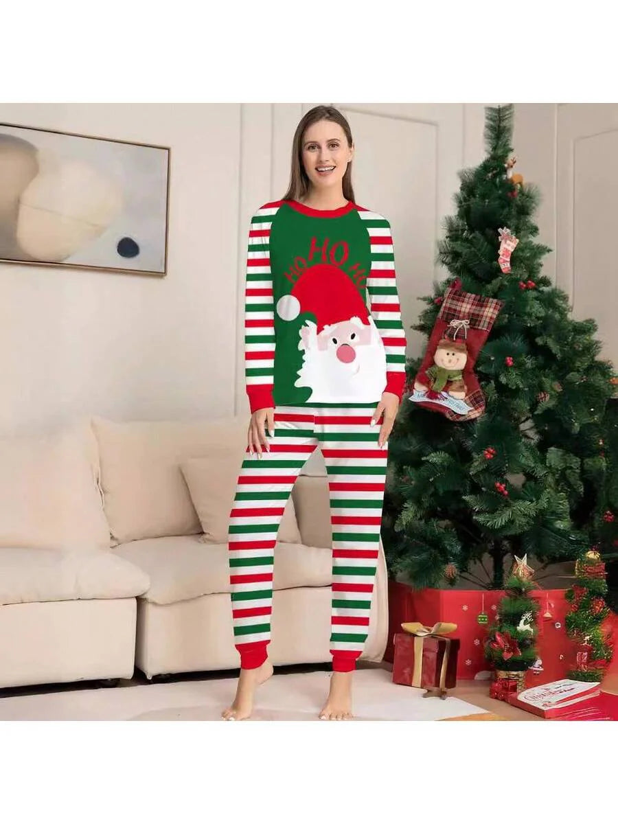 Santa & Snowman Black Print Family Matching Pajama Set