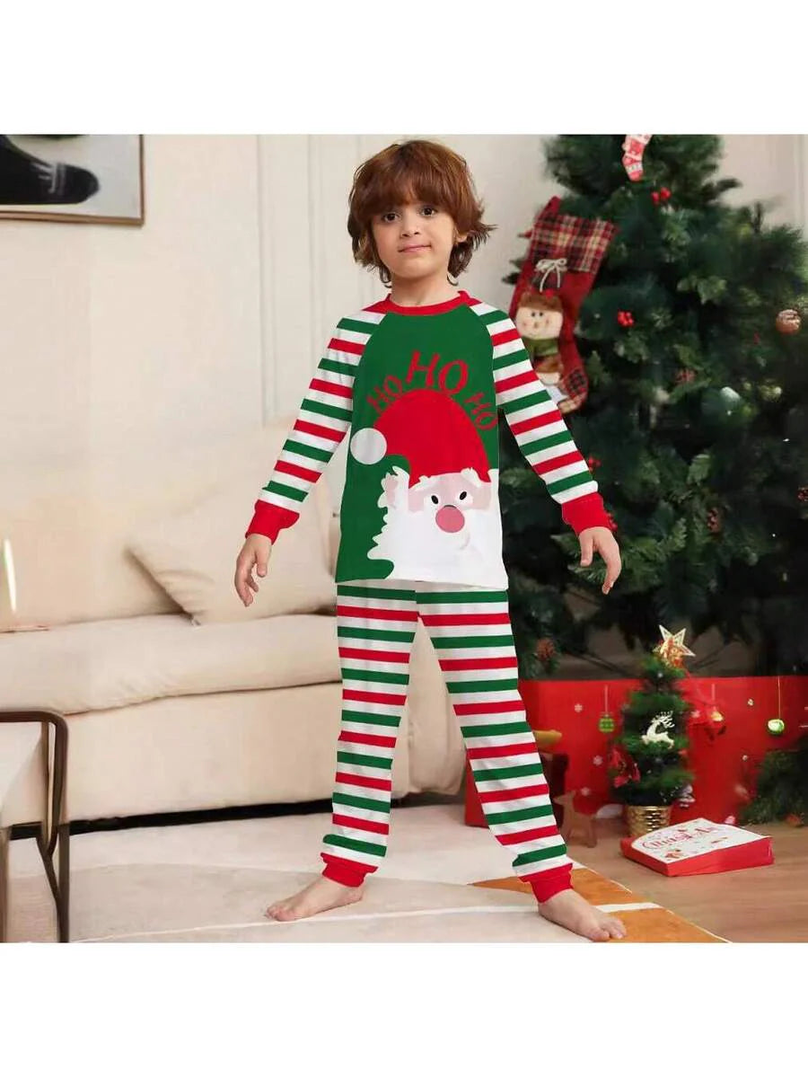 Santa & Snowman Black Print Family Matching Pajama Set