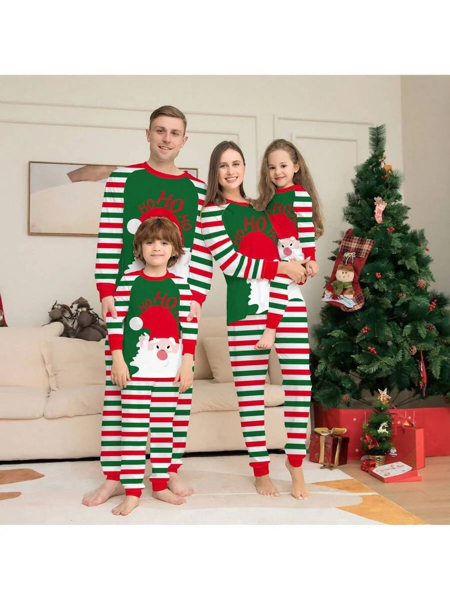 Santa & Snowman Black Print Family Matching Pajama Set