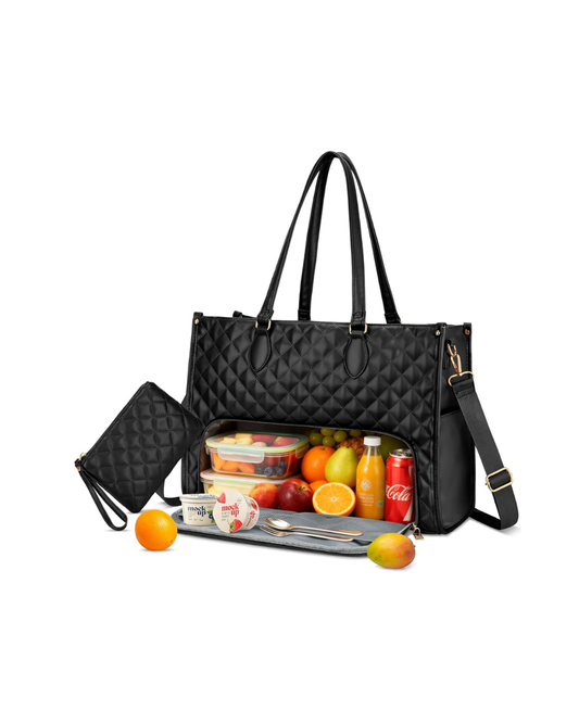 2-in-1 Laptop & Lunch Tote (Black)