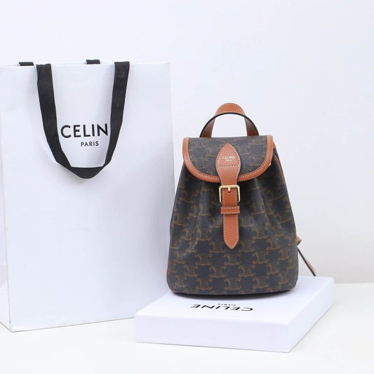 FOLCO Logo Print Calfskin Mini Backpack