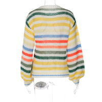 Loose Color Striped Contrast Pullover