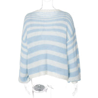 Loose Color Striped Contrast Pullover