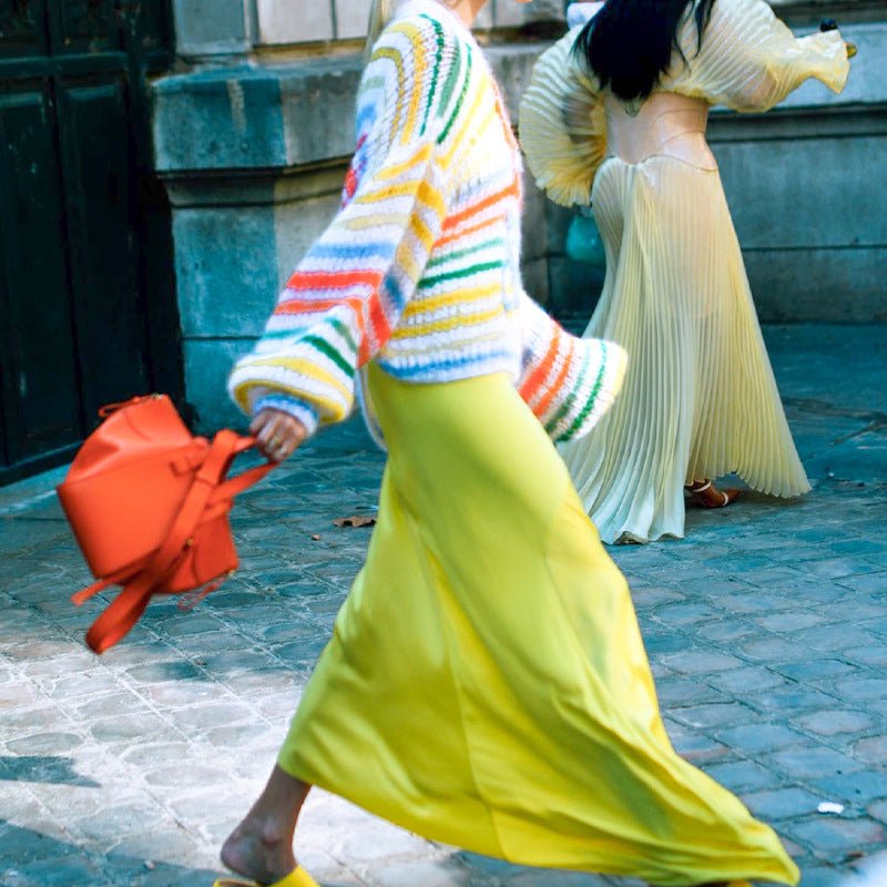 Loose Color Striped Contrast Pullover