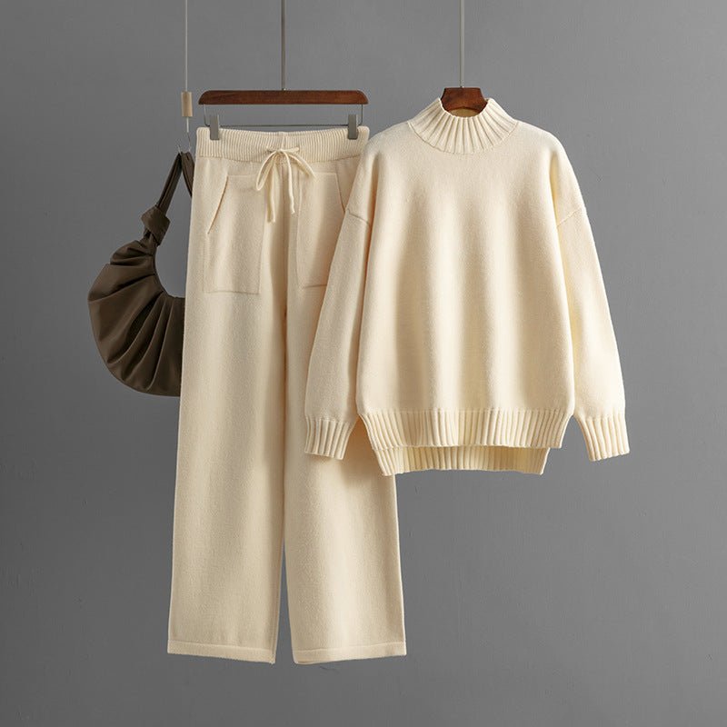 Thick Loose Semi-Turtleneck Knit Set