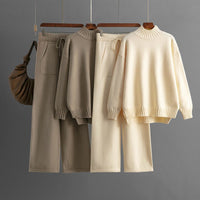 Thick Loose Semi-Turtleneck Knit Set