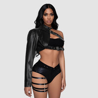 Black Punk PU Lingerie Jacket