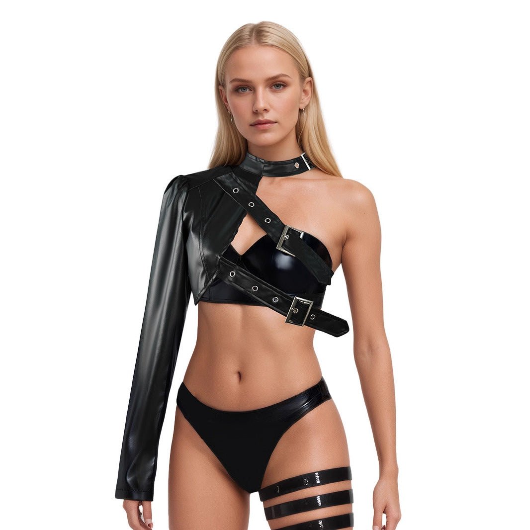 Black Punk PU Lingerie Jacket