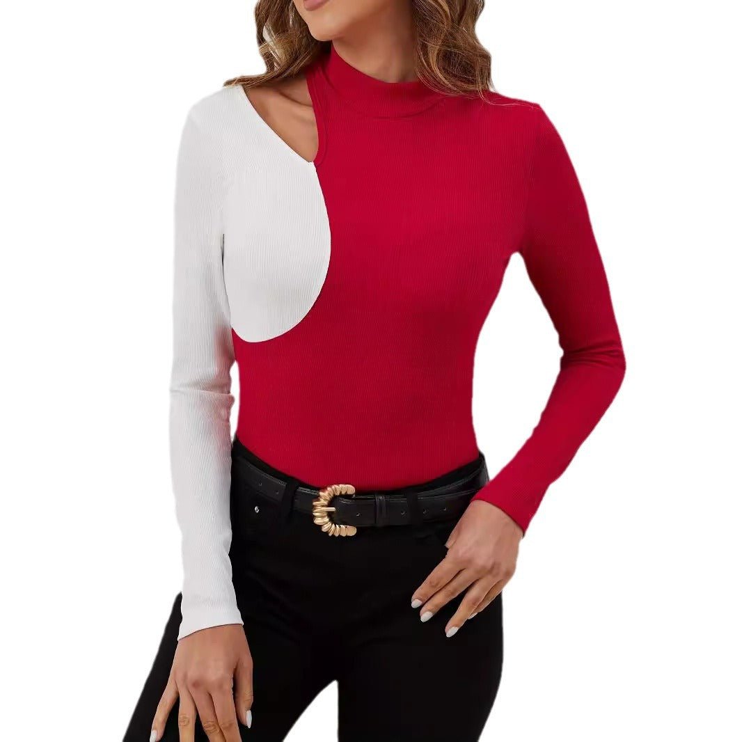 Slim Contrast Stand Collar T-Shirt