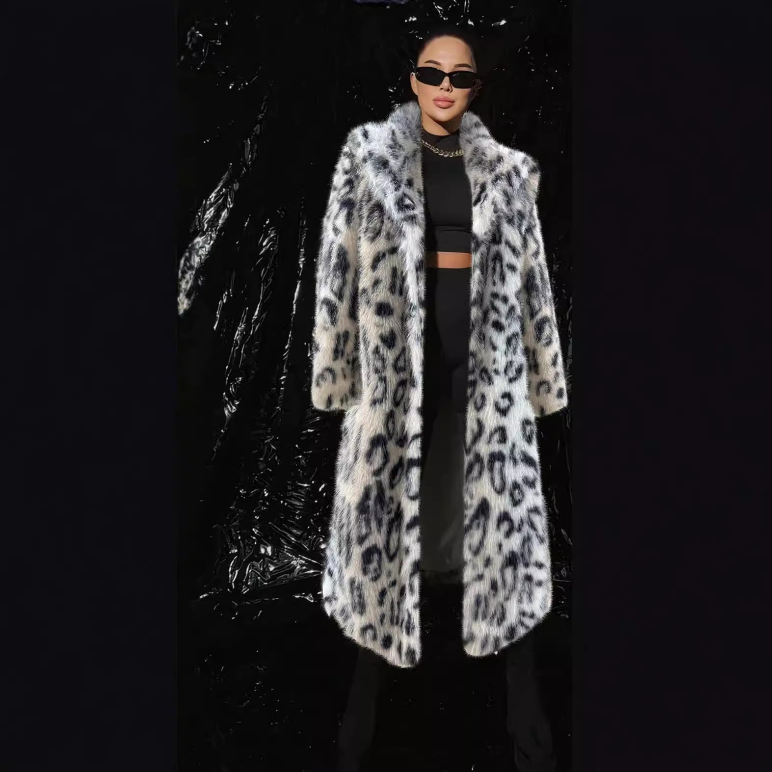 Fox Fur Leopard Print Coat