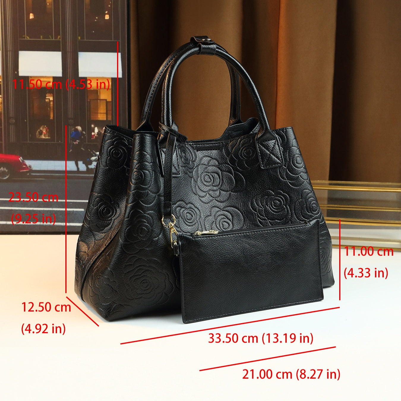 Vintage Rose Embossed Bucket Tote