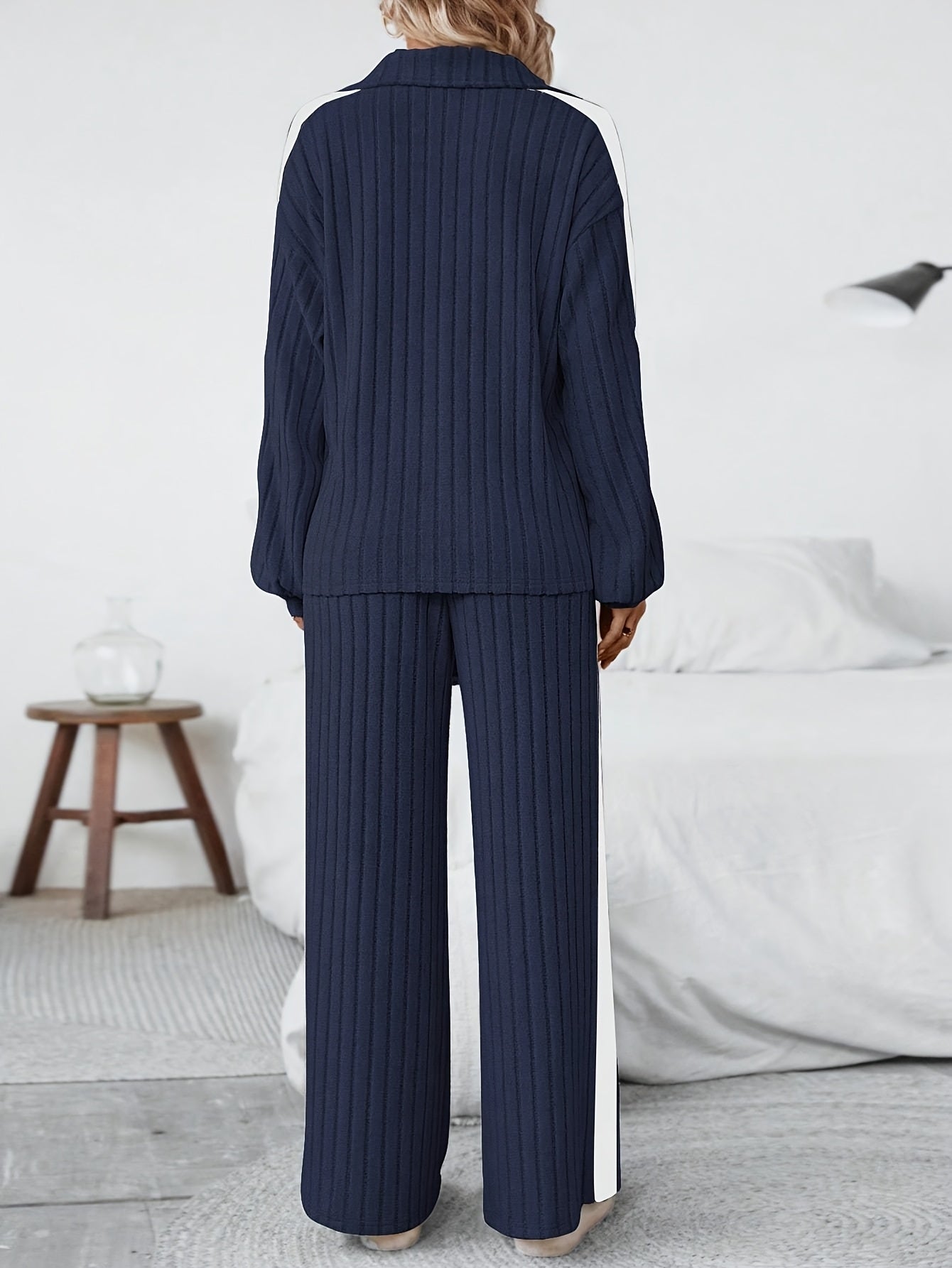 High Neck Knit Set - Casual Winter Two-Piece with High Elasticity