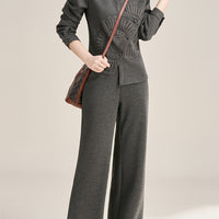 Warm Elegant Straight-Leg Pants Two-Piece Set