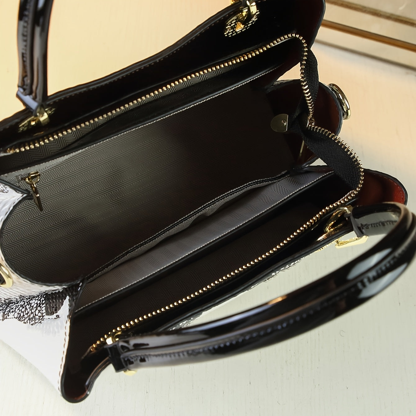 White Animal Print Handbag | Faux Snakeskin & Crocodile Pattern