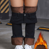 High-Waisted Fleece-Lined - Stretchy Warm