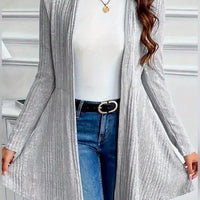 Elegant Textured Loose-Fit Cardigan - Mid-Stretch