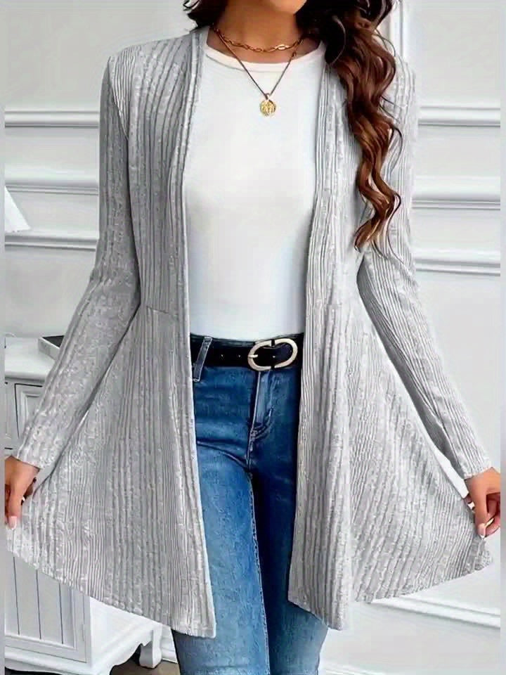 Elegant Textured Loose-Fit Cardigan - Mid-Stretch