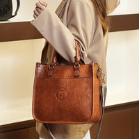 Retro Solid Color Handbag with Wide Boho Strap