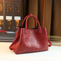 Vintage Rose Embossed Bucket Tote