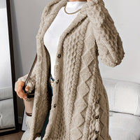 Warm Argyle Jacquard Plush Hooded Cardigan Coat