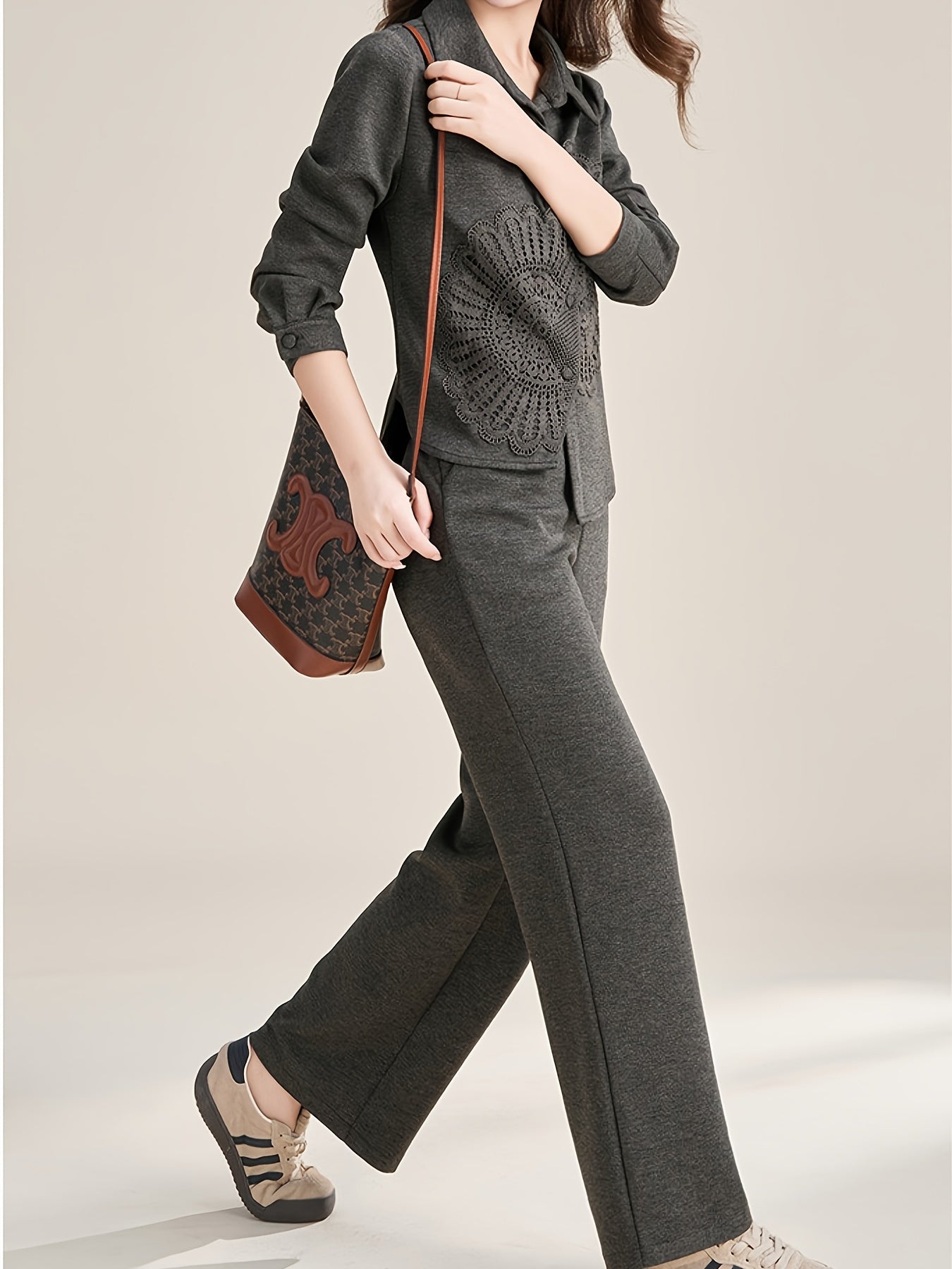 Warm Elegant Straight-Leg Pants Two-Piece Set