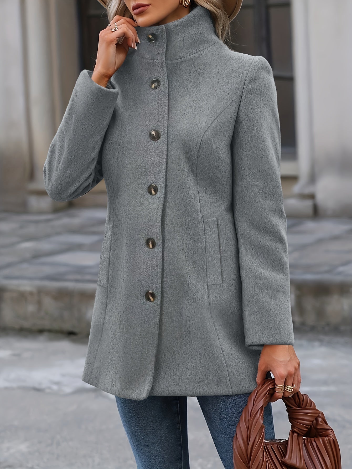 Women's Elegant Gray Fleece Jacket
