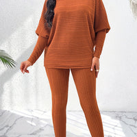 Elegant Solid Stand Collar Long Sleeve Knit Pants Set - Fall/Winter
