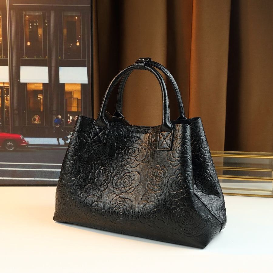 Vintage Rose Embossed Bucket Tote