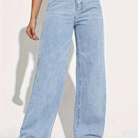 CPUY Mid-Waist Straight Leg Jeans - Cotton Blend Slight Stretch Denim
