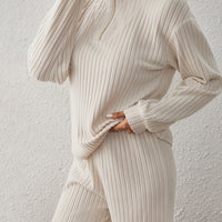 Spring and Autumn Long Sleeve Half-Zip Top and Pants