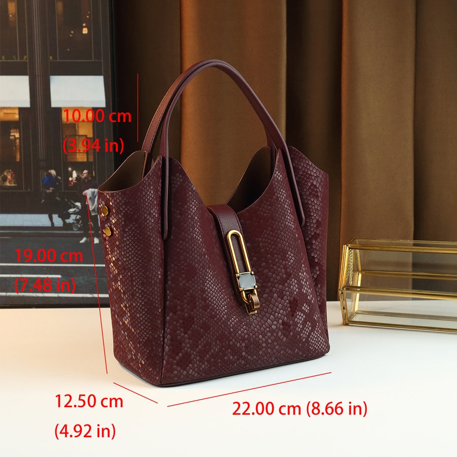 Gradient Snake Print Bucket Bag