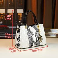 White Animal Print Handbag | Faux Snakeskin & Crocodile Pattern