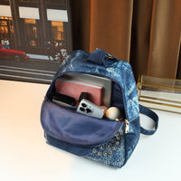 Mini Denim Backpack | Rhinestone Sunflower Embellished