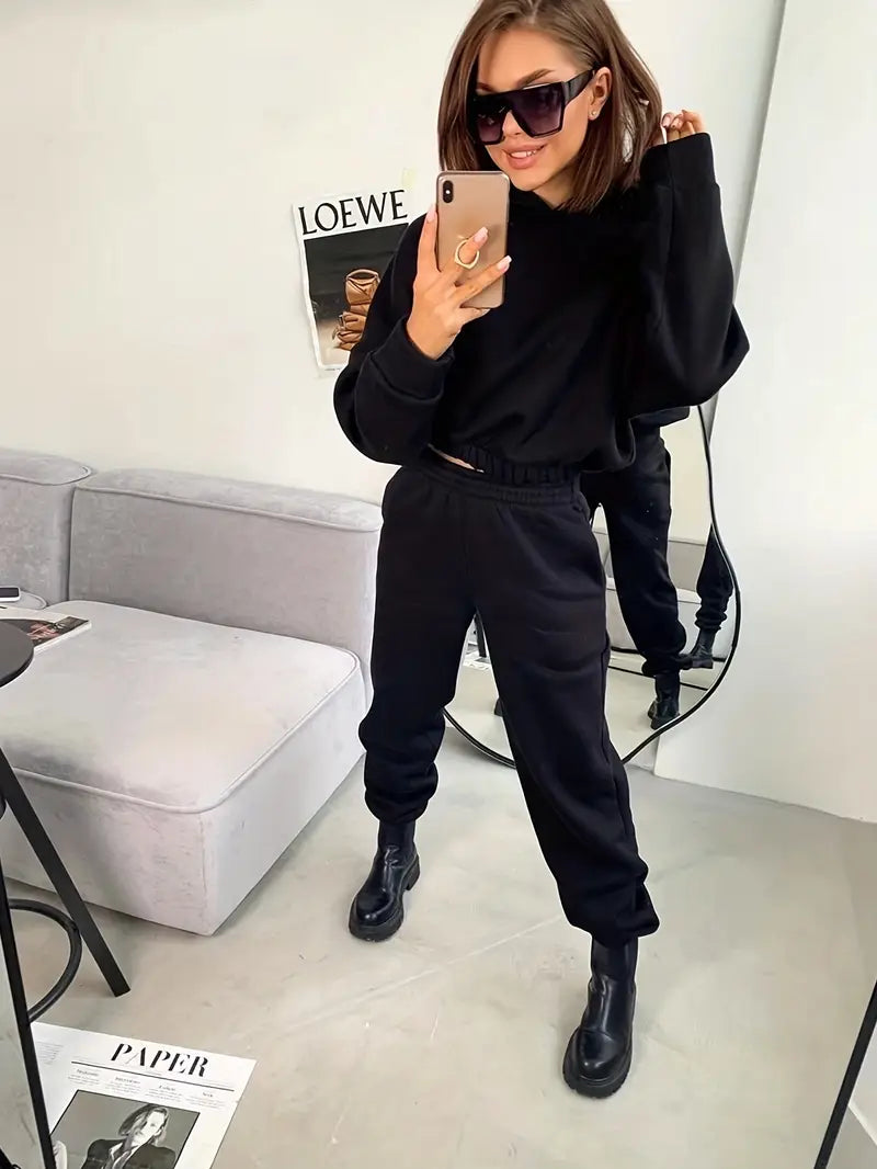 Women's Autumn/Winter New Solid Color Hoodie Set