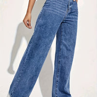 CPUY Mid-Waist Straight Leg Jeans - Cotton Blend Slight Stretch Denim