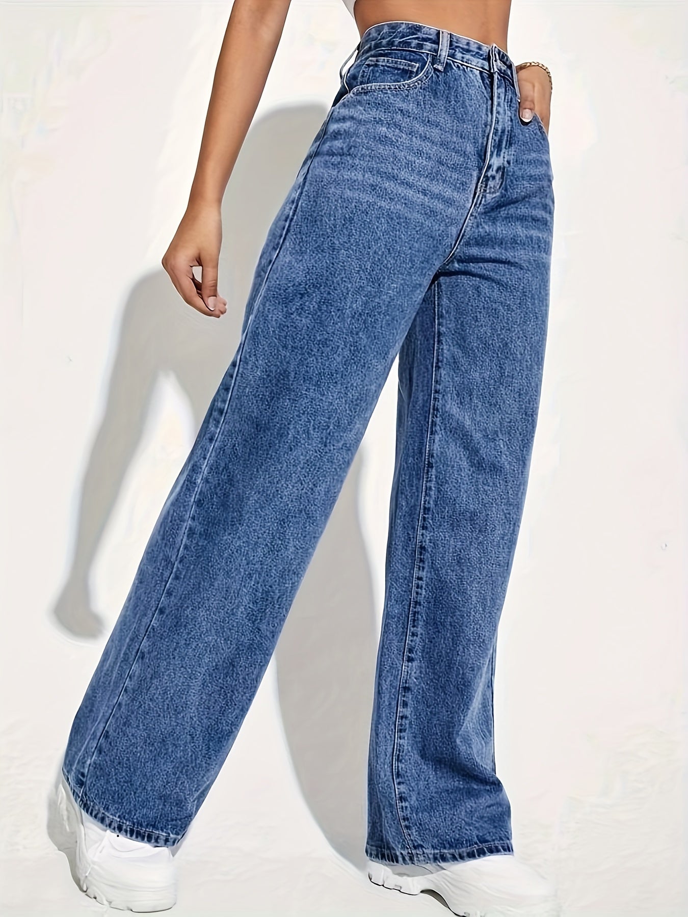 CPUY Mid-Waist Straight Leg Jeans - Cotton Blend Slight Stretch Denim