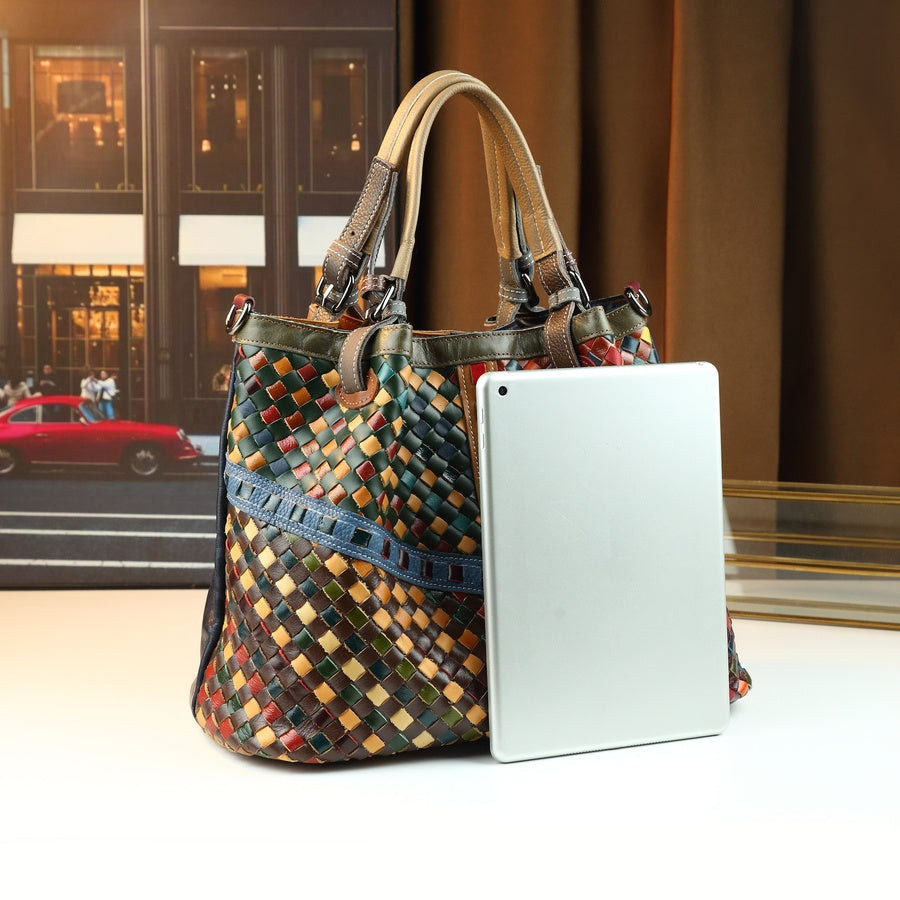 Mindia Leather Woven-Style Tote