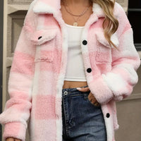 Plush Plaid Winter Coat - High Stretch