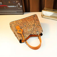 Retro Embossed Floral Handbag in Deep Purple