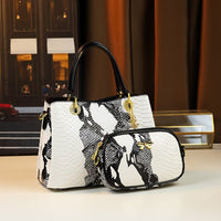 White Animal Print Handbag | Faux Snakeskin & Crocodile Pattern